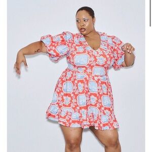 Fashion Brand Company Ruffle Dress in French Sex print